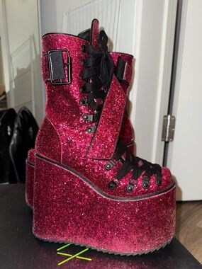 Club Exx Pink Glitter Rave Boots | Size 5